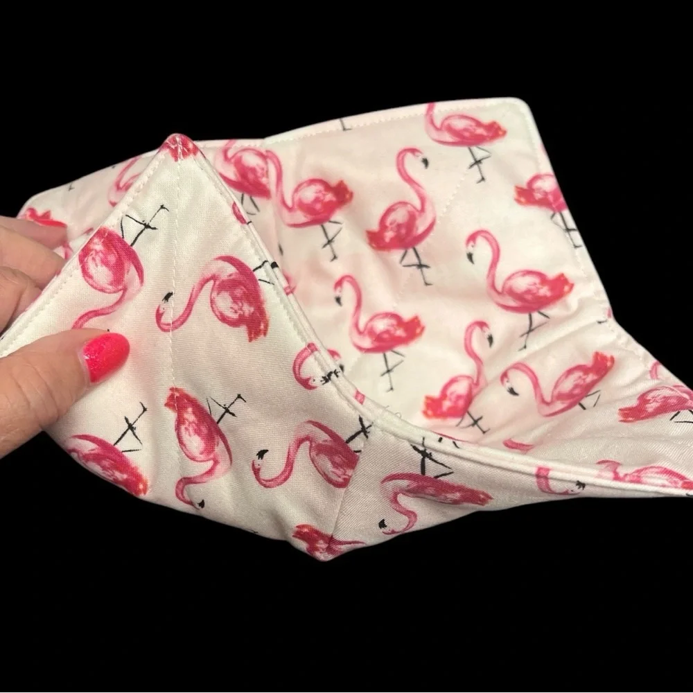 Hand Crafted Bowl Cozy Bowl Holder Microwavable  Cotton Pink Flamingo